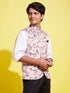 Boy's Multicolor-Base-Pink Floral Printed Nehru Jacket