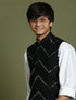 Boy's' Black Mirror Work Ethnic Jacket