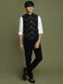 Boy's' Black Mirror Work Ethnic Jacket