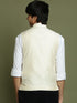 Boy's' Cream Mirror Work Ethnic Jacket