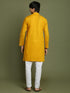 Boy's Mustard And White Kurta Pyjama Set
