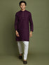 Boy's Purple And White Kurta Pyjama Set