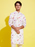 Boy's Cream Base Multi Color Cotton Kurta