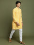 Boy's' Orange Chaikankari Kurta With White Pyjama Set