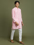 Boy's' Pink Chaikankari Kurta With White Pyjama Set