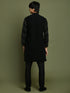 Boy's Black Mirror Work Georgette Kurta And Pyjama Set