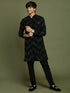Boy's Black Mirror Work Georgette Kurta And Pyjama Set