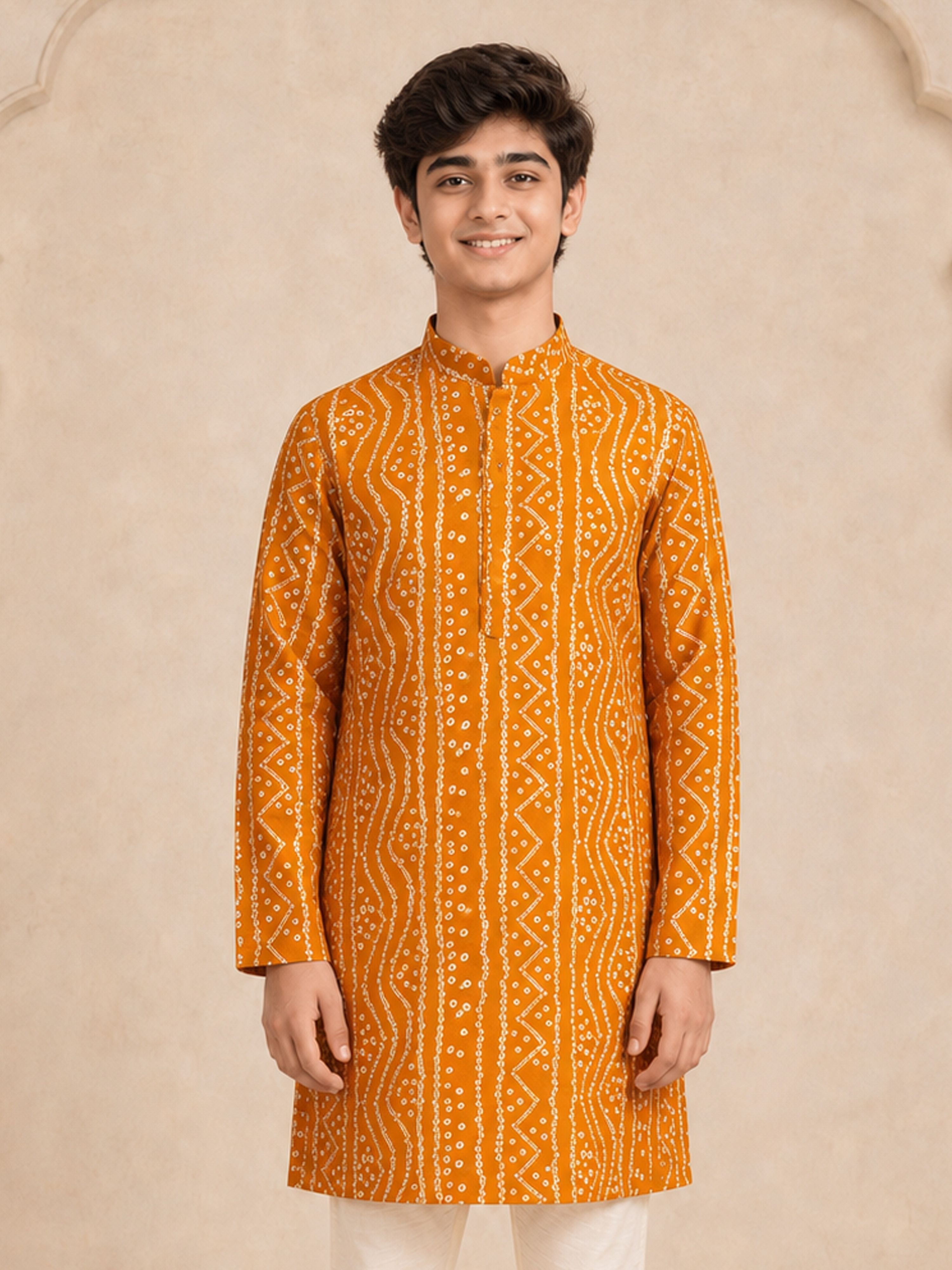 Boy Mustard Rayon Kurta Festive, Festive Glitz, Indated Traditions, Summer / Casual, All regions Ethnic Wear