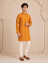 Boy's Mustard Rayon Digital Print Knee Length Kurta