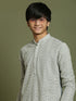 Boy's' Grey Georgette Chikankari Kurta Pyjama Set