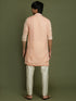 Boy's' Pink Georgette Chikankari Kurta Pyjama Set