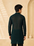 Boy's Dark Green Georgette Embroidered Thigh Length Kurta