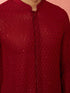 Boy's Maroon Georgette Embroidered Thigh Length Kurta