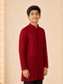 Boy's Maroon Georgette Embroidered Thigh Length Kurta