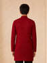 Boy's Maroon Georgette Embroidered Thigh Length Kurta