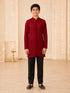 Boy's Maroon Georgette Embroidered Thigh Length Kurta