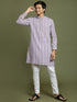Boy's' Purple Woven Kurta With White Pyjama Set