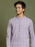 Boy's' Purple Woven Kurta With White Pyjama Set