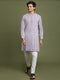Boy's' Purple Woven Kurta With White Pyjama Set