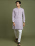Boy's' Purple Woven Kurta With White Pyjama Set