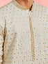 Boy's Off-White Rayon Embroidered Knee Length Kurta