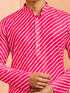 Boy's Pink Cotton Striped Knee Length Kurta