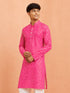 Boy's Pink Cotton Striped Knee Length Kurta
