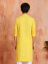 Boy's Yellow Cotton Printed Knee Length Kurta