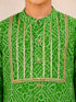 Boy's Green Cotton Digital Print Knee Length Kurta