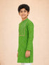 Boy's Green Cotton Digital Print Knee Length Kurta