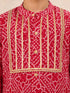 Boy's Red Cotton Digital Print Knee Length Kurta