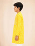 Boy's Yellow Cotton Digital Print Knee Length Kurta