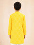 Boy's Yellow Cotton Digital Print Knee Length Kurta