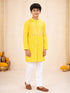 Boy's Yellow Cotton Digital Print Knee Length Kurta
