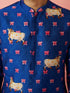 Boy's Blue Rayon Digital Print Knee Length Kurta