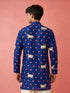 Boy's Blue Rayon Digital Print Knee Length Kurta