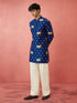 Boy's Blue Rayon Digital Print Knee Length Kurta