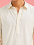 Boy's Cream Fine Satin Solid Knee Length Kurta
