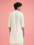 Boy's Cream Fine Satin Solid Knee Length Kurta