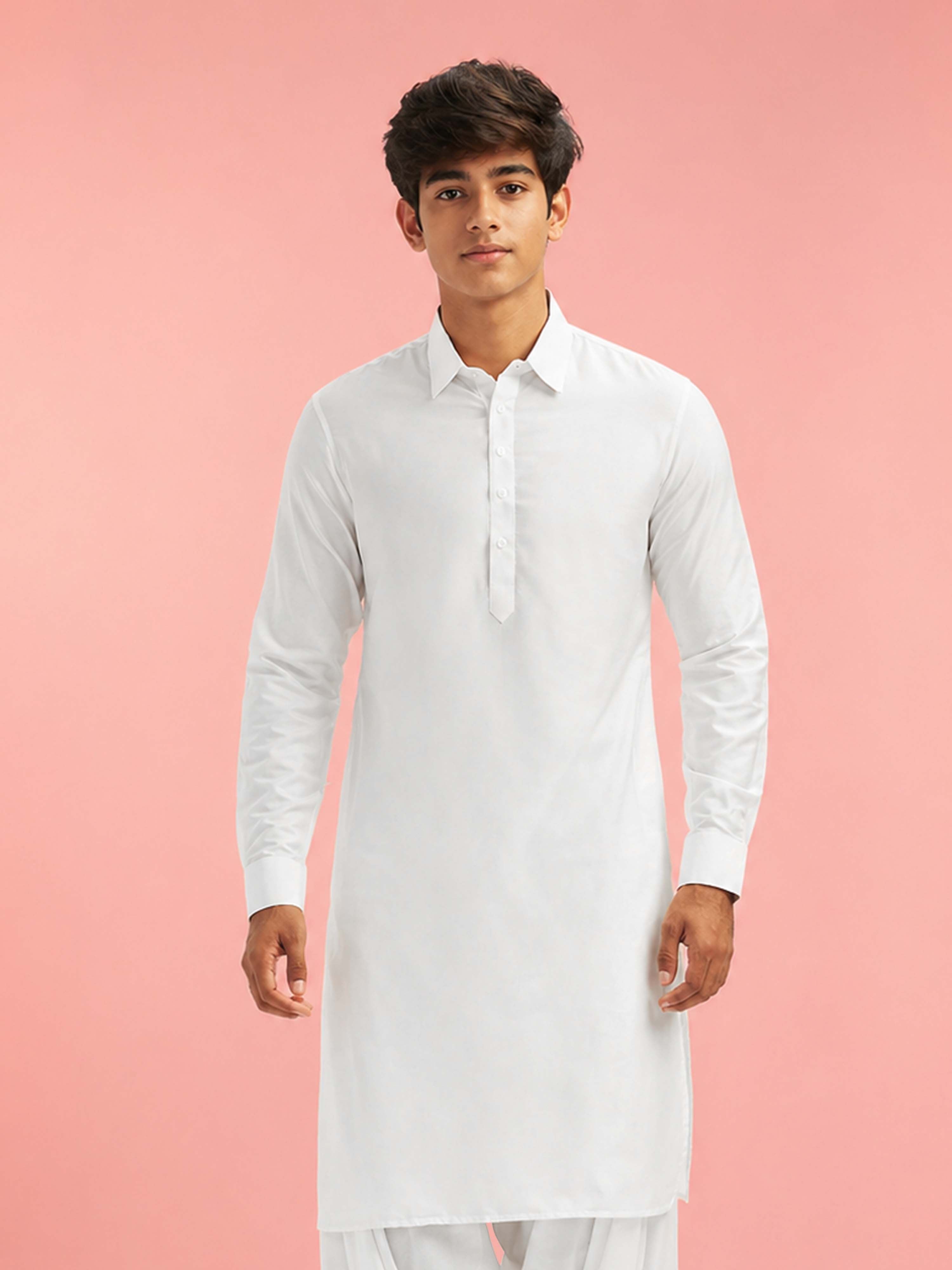 Boy White Fine Satin Kurta Festive, Festive Glitz, Indated Traditions, Summer / Casual, All regions Ethnic Wear