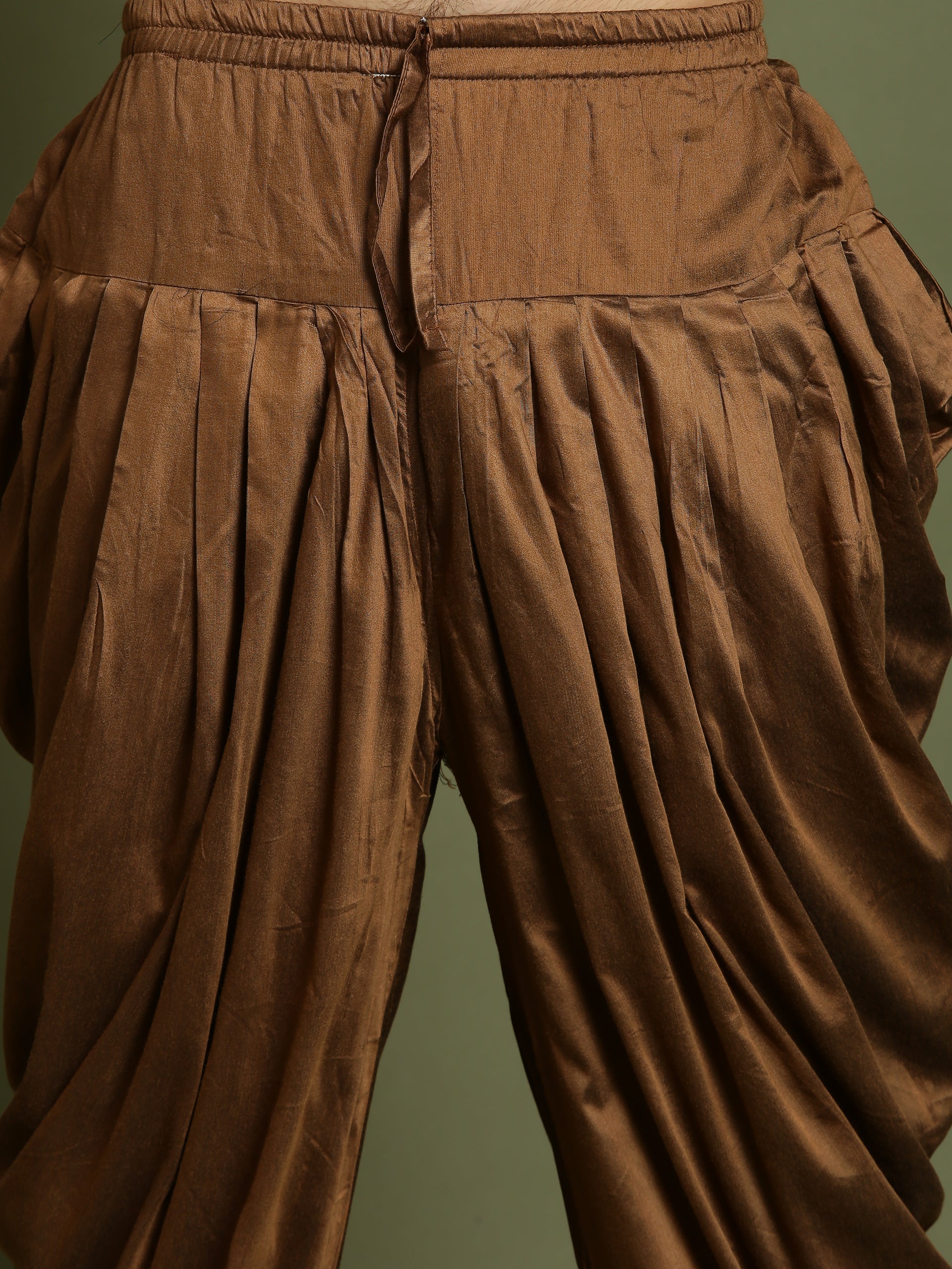 Boy's Beige And Coffee Jacquard Sherwani Set