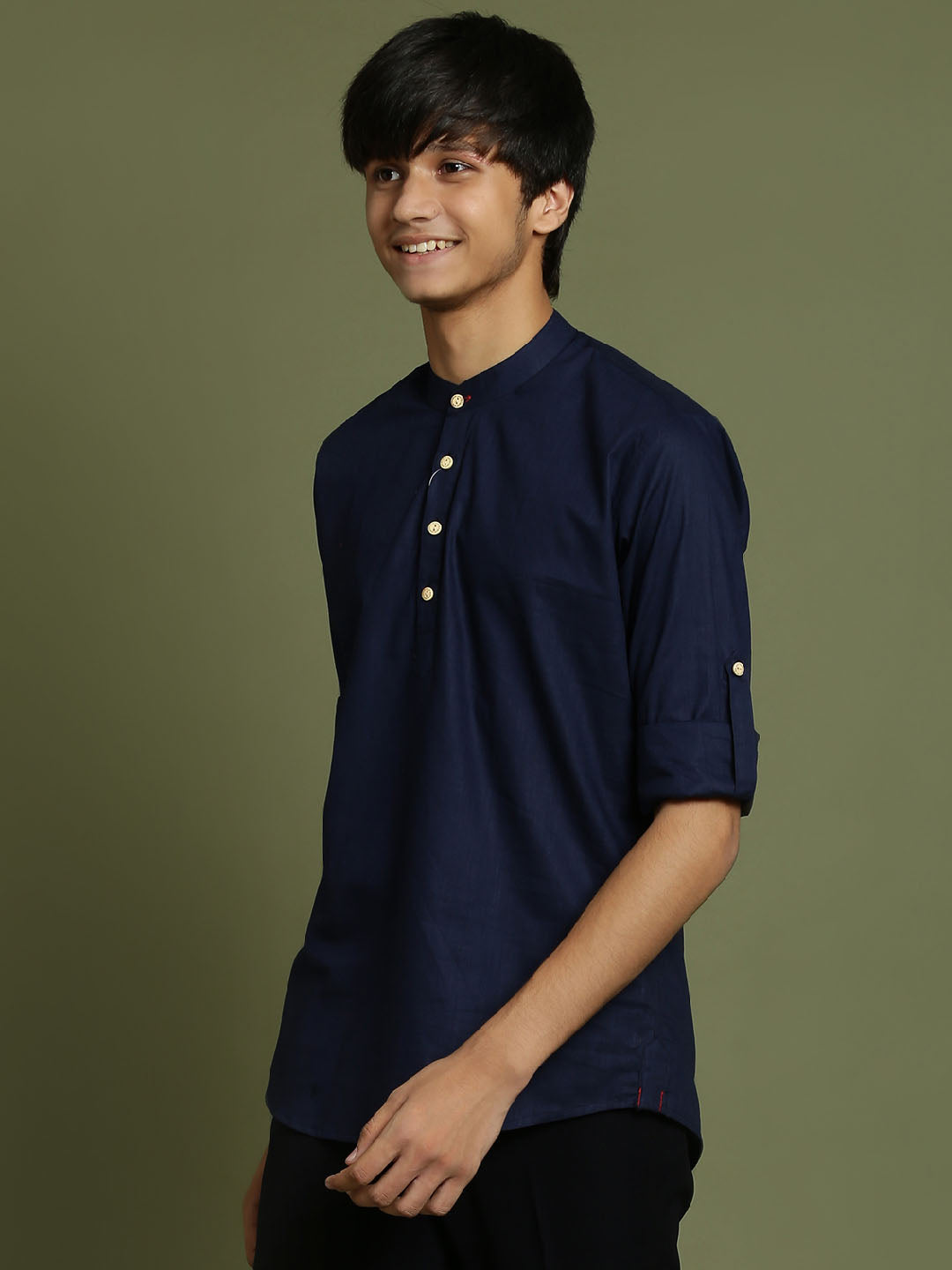 Boy's Navy Blue Short Kurta