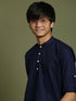 Boy's Navy Blue Short Kurta