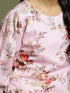 Girl's Pink Floral Printed Kurta With Cream Pant Set