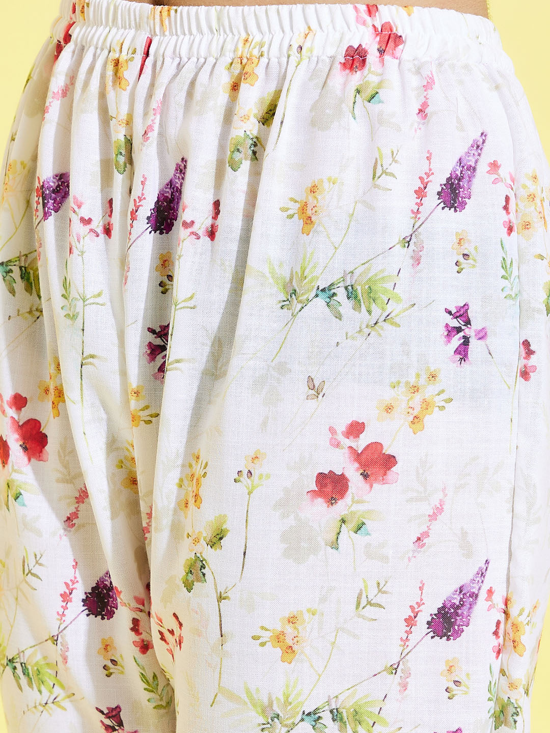 Girl's' Multicolor-Base Kurta Pant Set