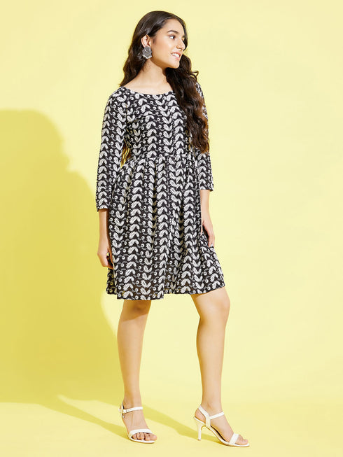 Girl's Black Pure Cotton Chikankari Kurta