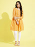 Girl's Orange Pure Cotton Chikankari Kurta With Leggings Set
