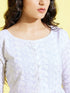 Girl's White Pure Cotton Chikankari Kurta With Leggings Set