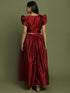Girl's Maroon Woven Design Booti Crop Top And Long Skirt Set