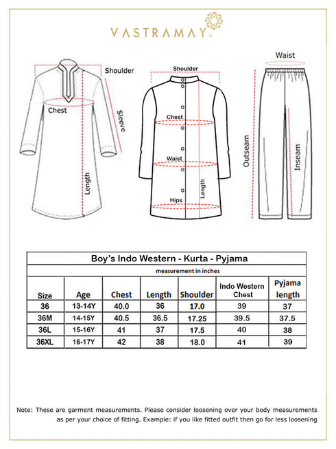 Boy's' Multicolored-Base-Turquoise Indowestern Set